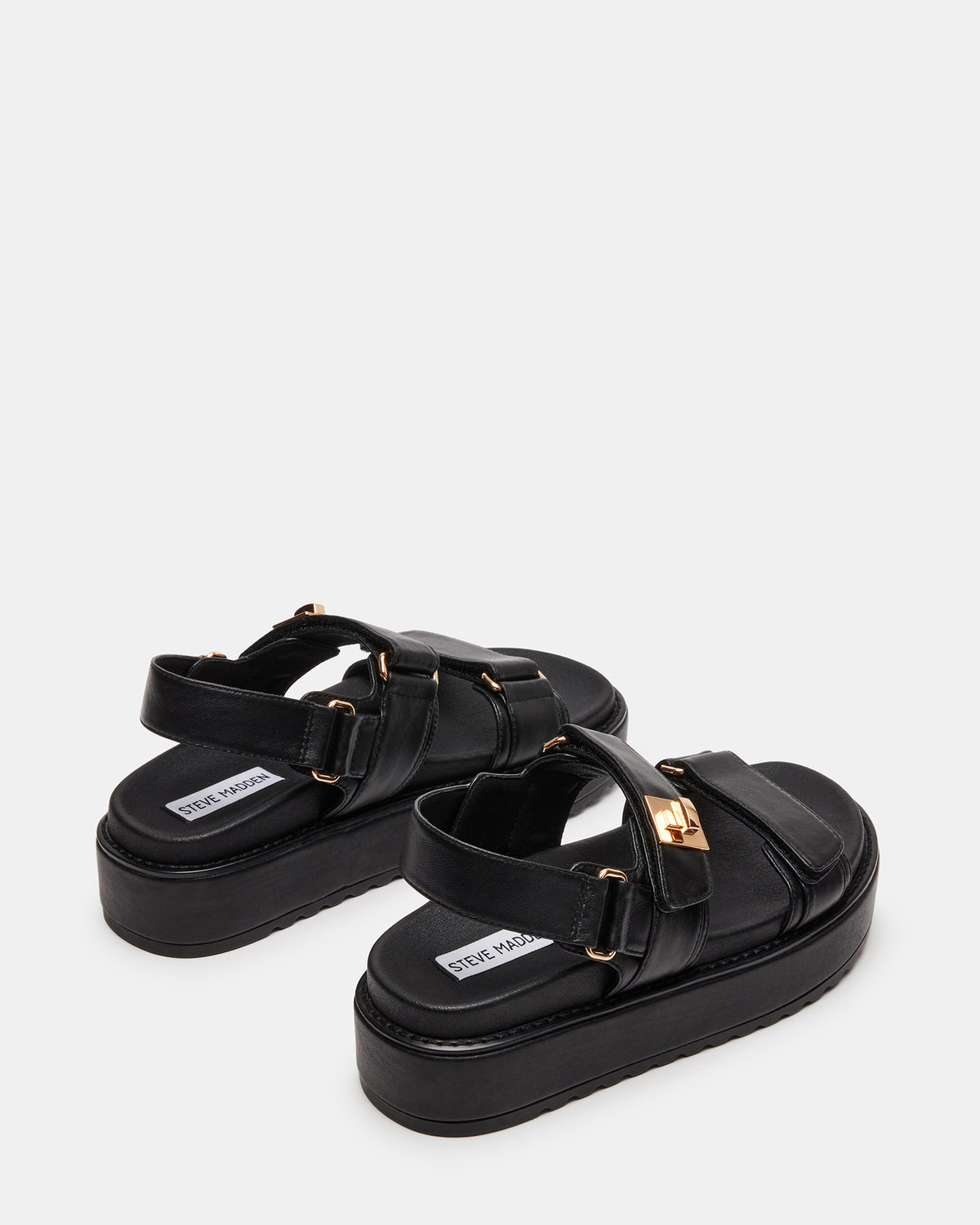 BIGMONA Black Leather Women's Platform Sandal