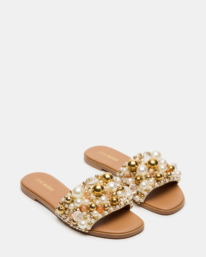 KLIO Coral Multi Ornament Embellished Slide Women's Sandal