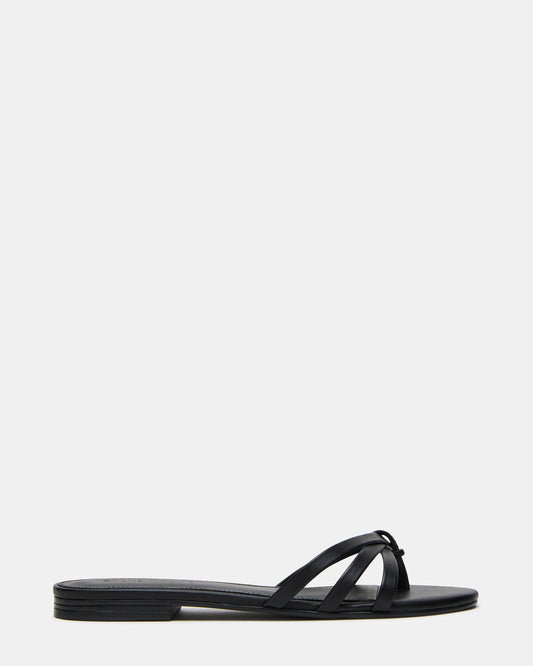 CALISSI Black Leather Strappy Slide Women's Sandal