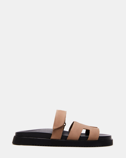 MAYVEN Tan Nubuck Flatform Slide Women's Sandal