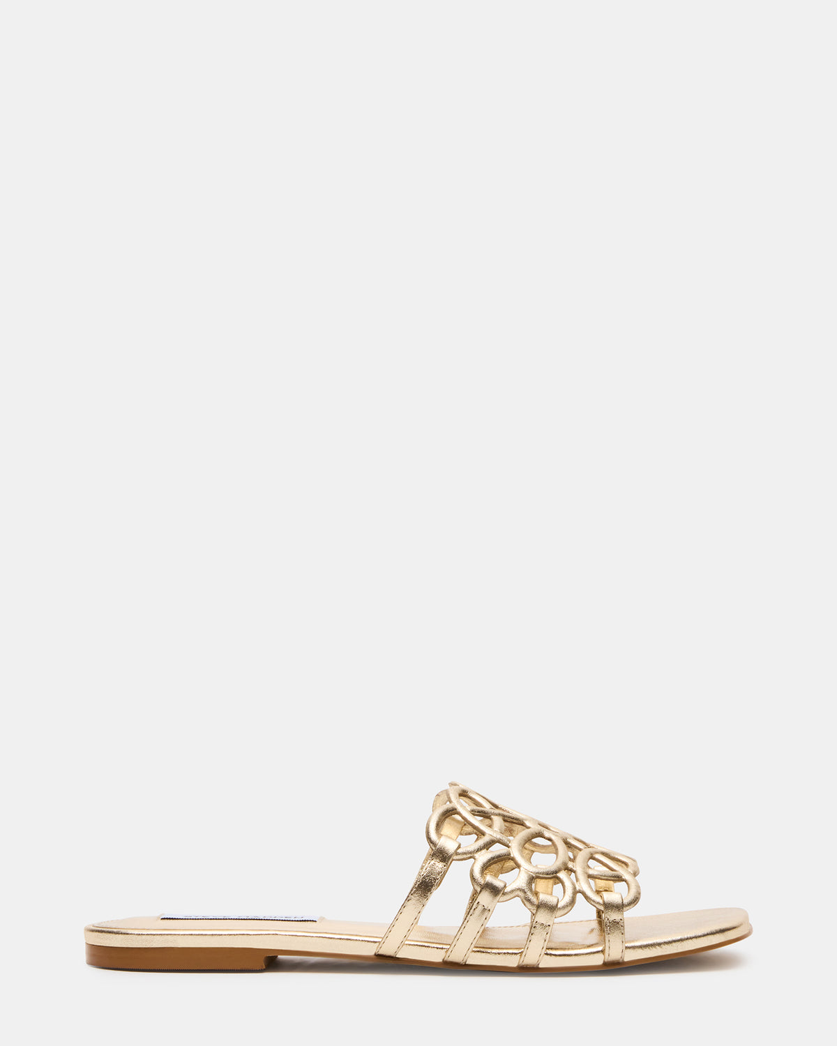LOTUS Gold Leather Square-Toe Slide Women's Sandal