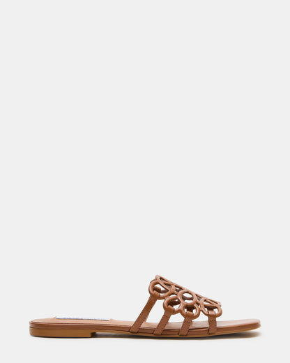 LOTUS Tan Leather Square-Toe Slide Women's Sandal
