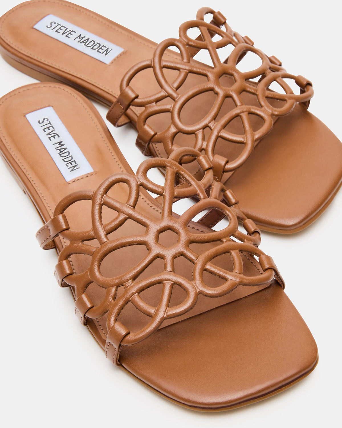 LOTUS Tan Leather Square-Toe Slide Women's Sandal