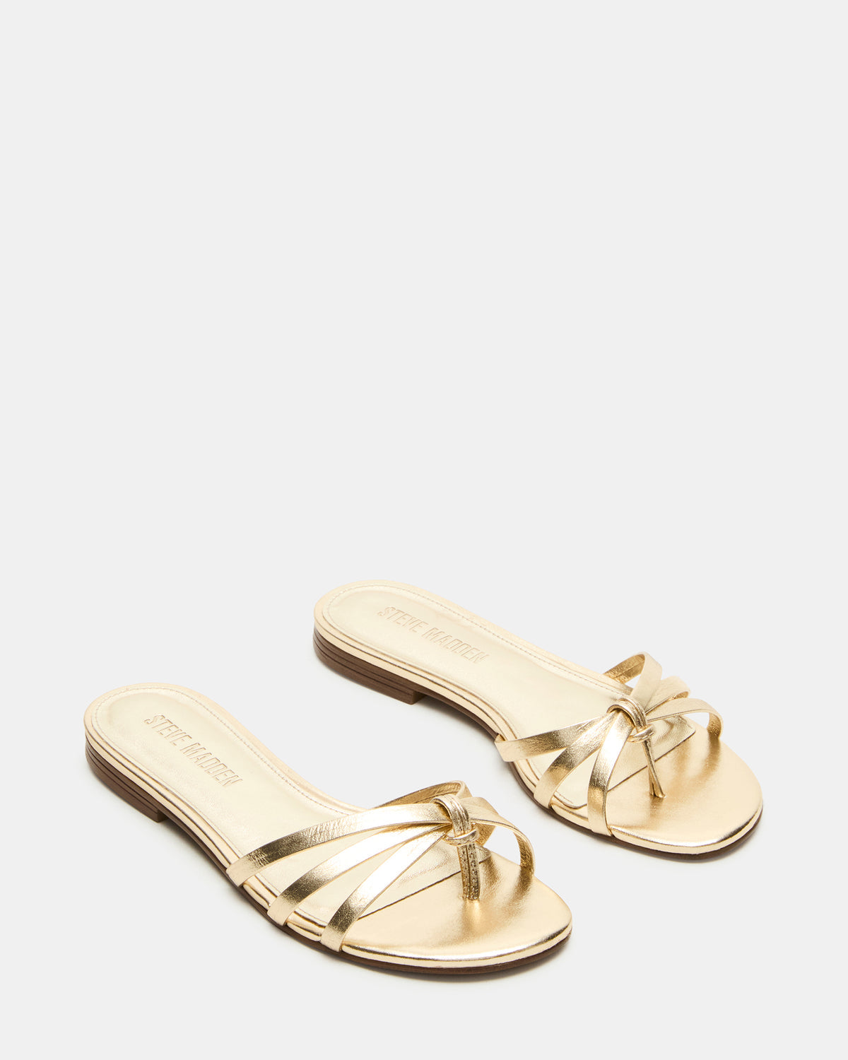 CALISSI Champagne Leather Strappy Women's Slide Sandal