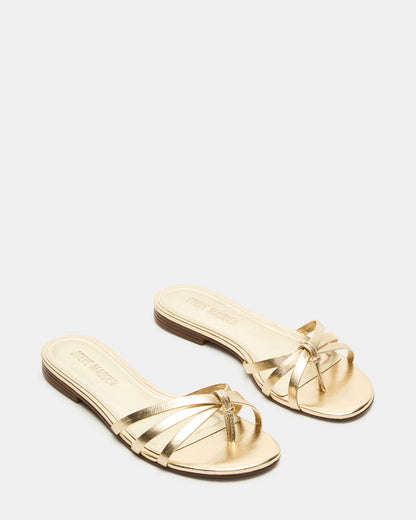 CALISSI Champagne Leather Strappy Women's Slide Sandal