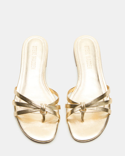 CALISSI Champagne Leather Strappy Women's Slide Sandal
