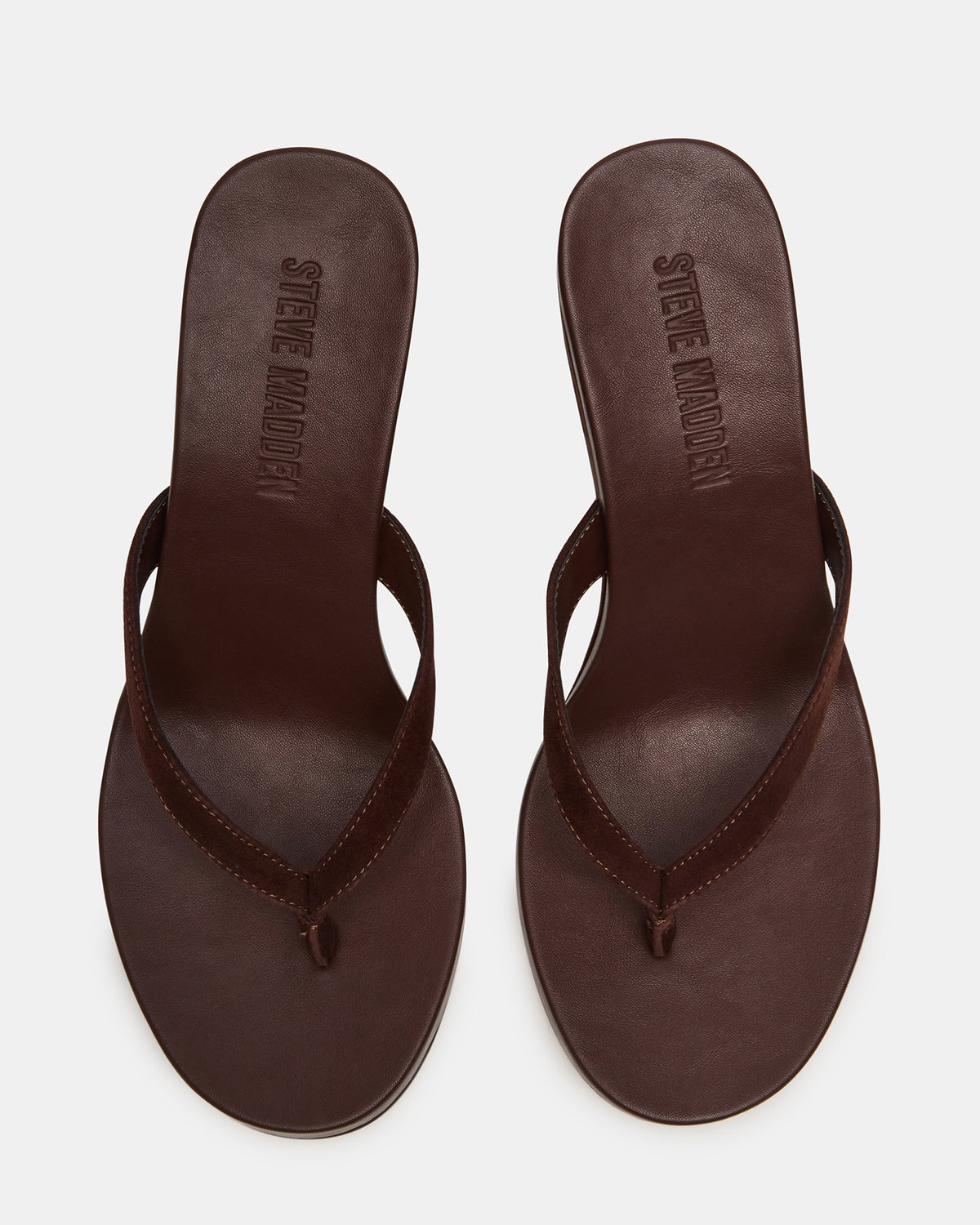 PLAYING Brown Suede Thong Wedge Women's Sandal