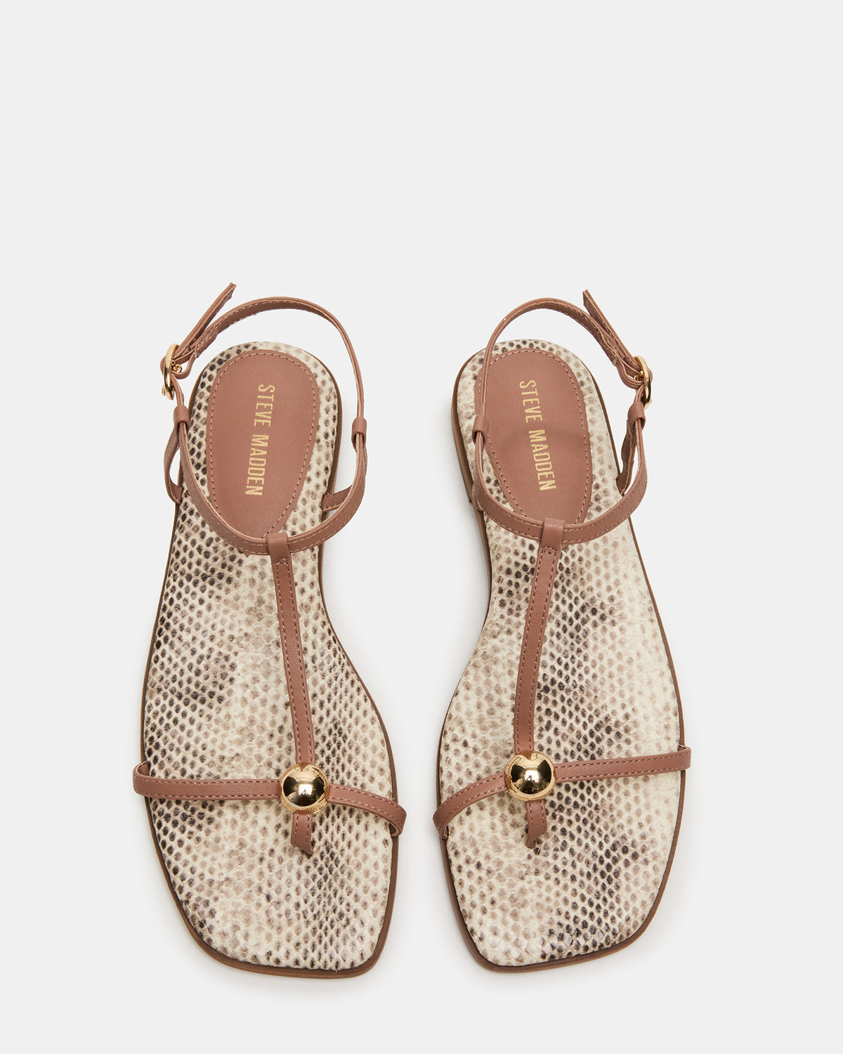 RITZY Natural Snake Square-Toe Strappy Women's Sandal