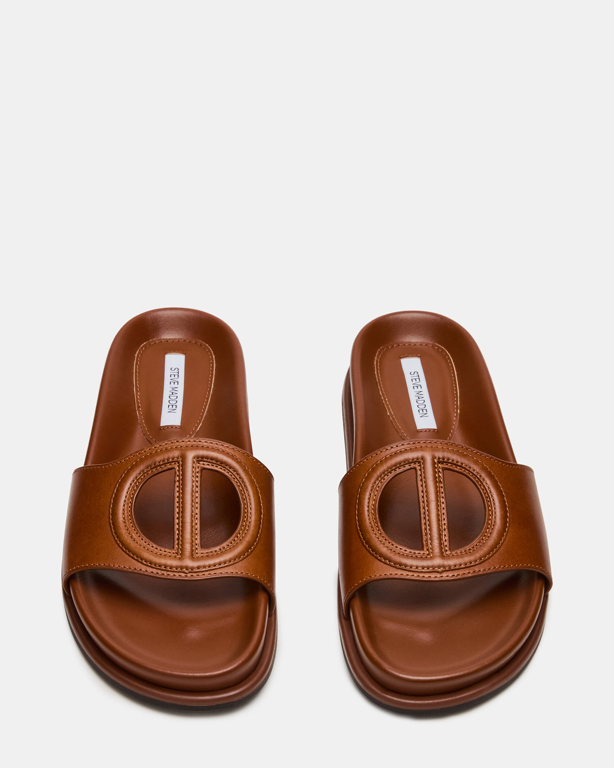ZOSIA Cognac Leather Cut-Out Slide Footbed Women's Sandal