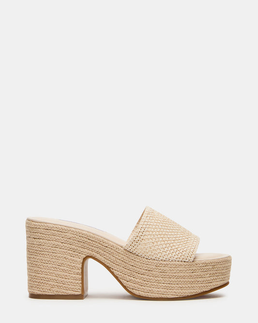 TRIPPY Natural Raffia Platform Mule Women's Sandal
