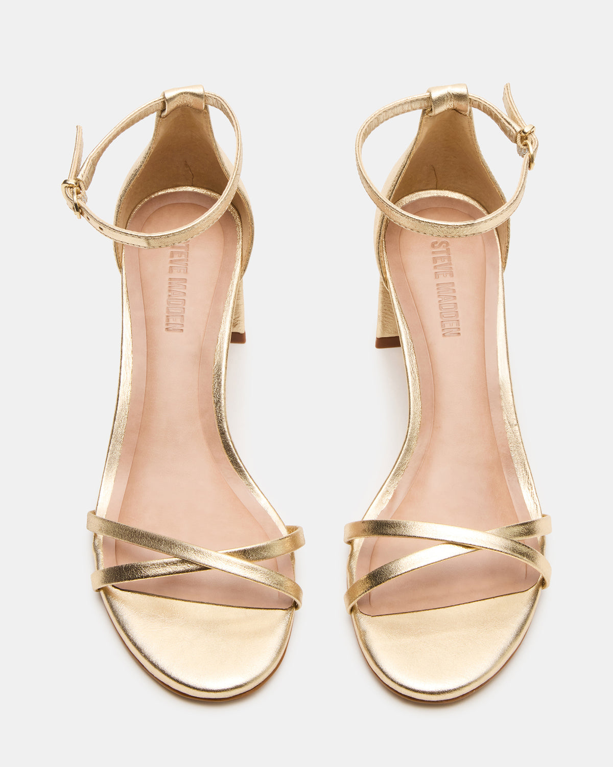 RAE Gold Leather Strappy Block Heel Women's Sandal