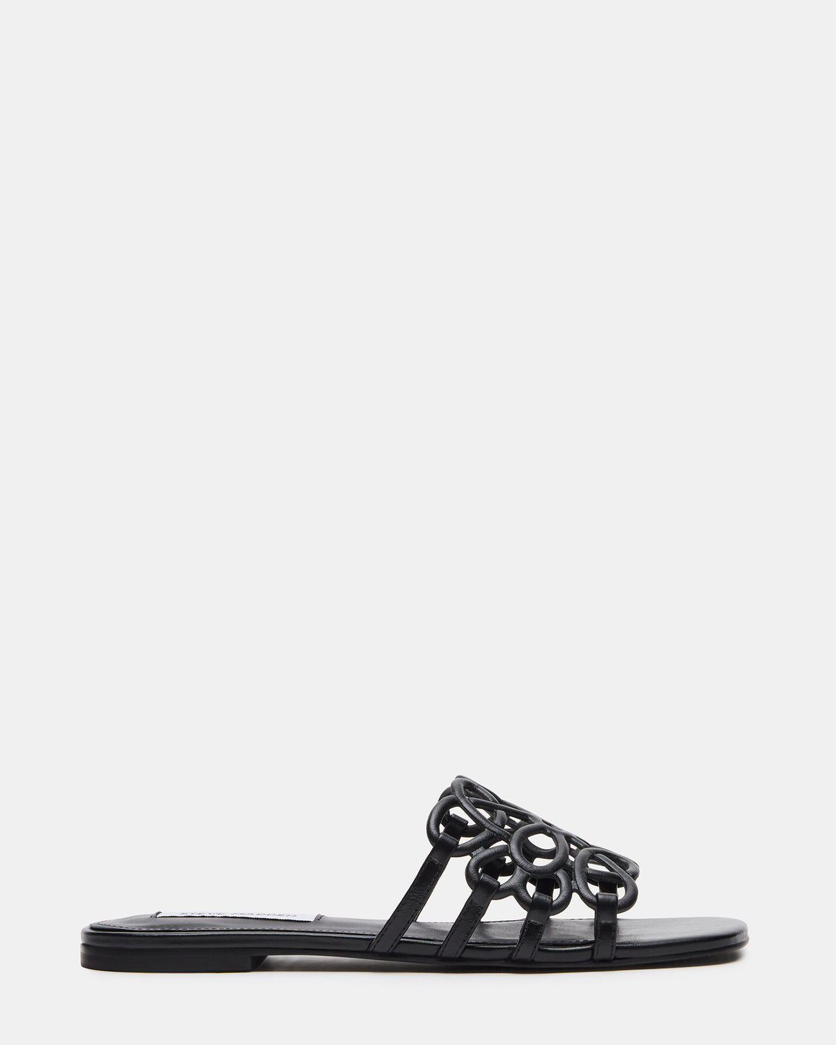 LOTUS Black Leather Square-Toe Slide Women's Sandal