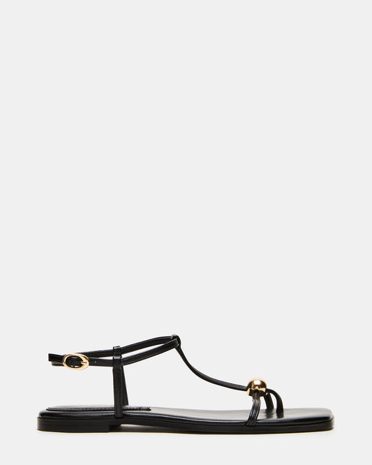 RITZY Black Square-Toe Strappy Women's Sandal