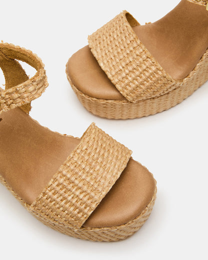 PALM Natural Raffia Platform Wedge Women's Sandal