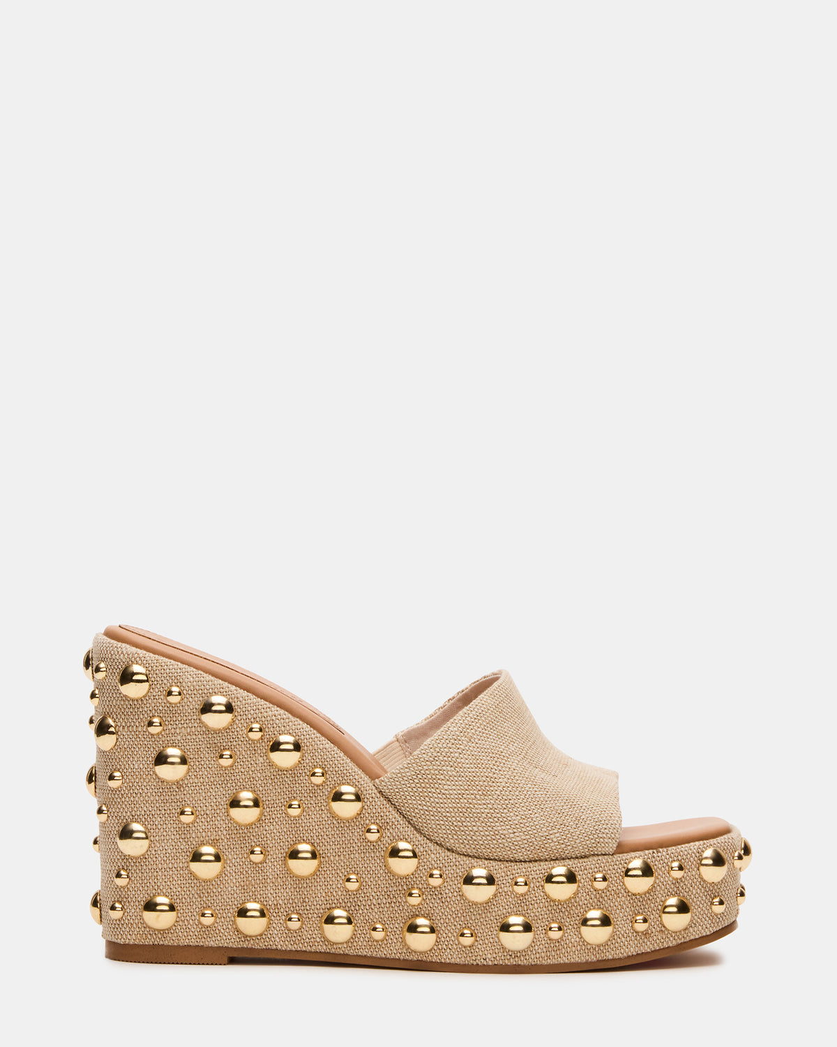 CAYMAN Natural Mini Studs Platform Square-Toe Wedge Women's Sandal