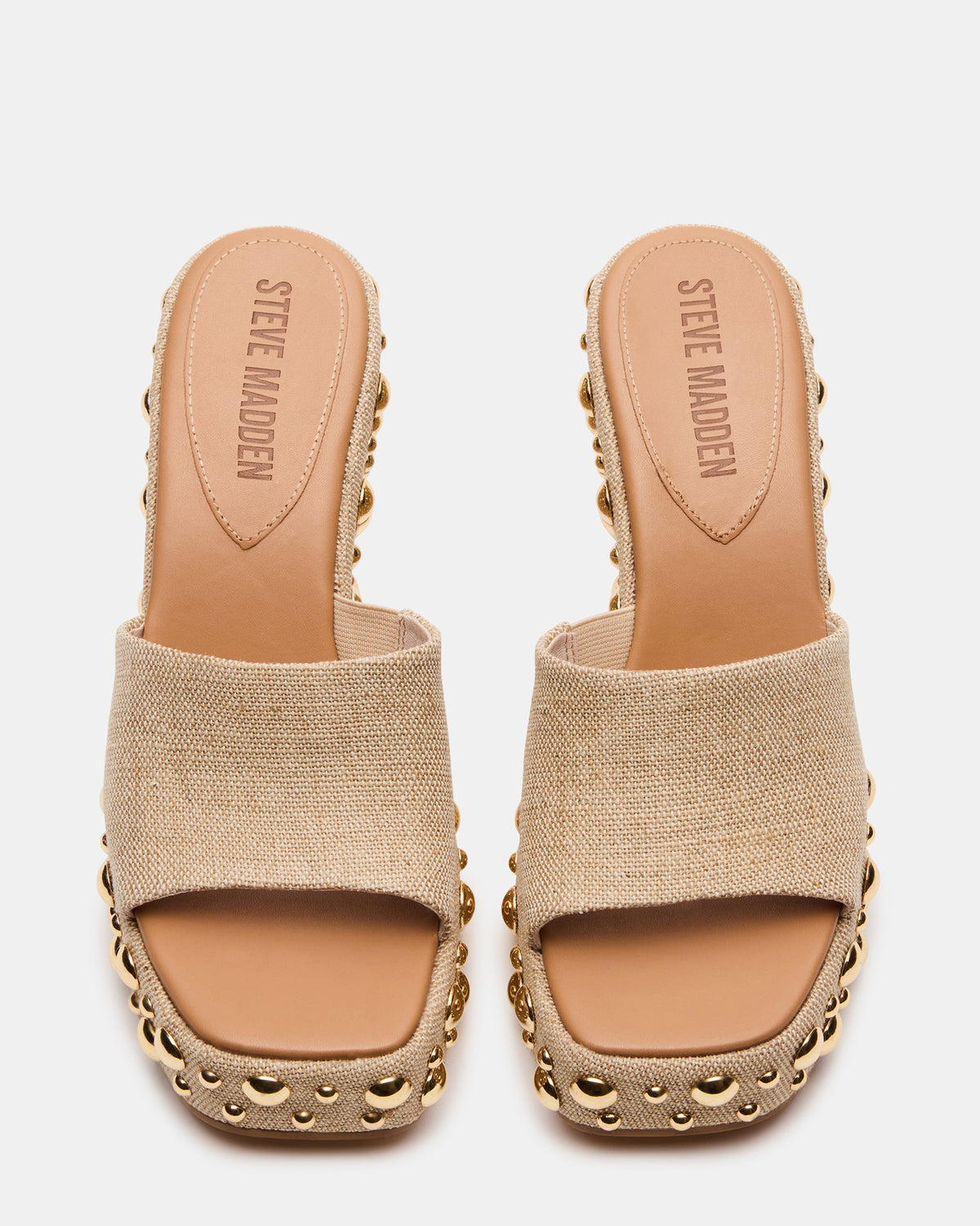 CAYMAN Natural Mini Studs Platform Square-Toe Wedge Women's Sandal