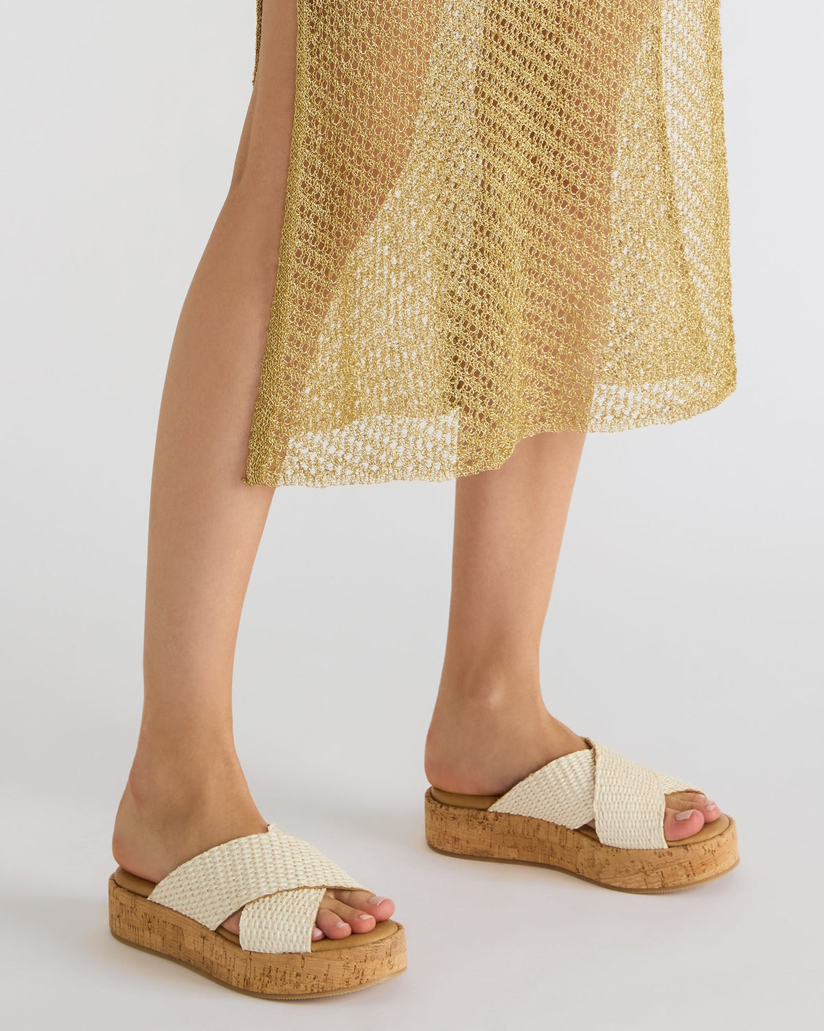 TULUM Bone Raffia Platform Flatform Women's Sandal