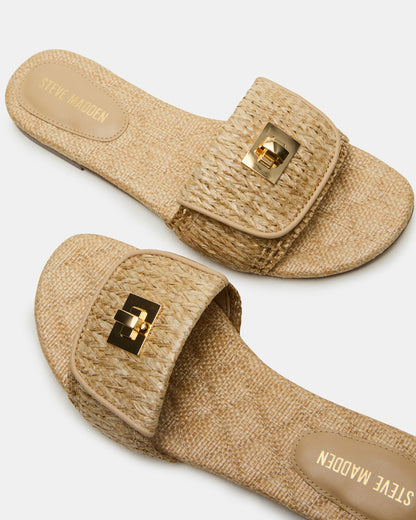 MORELAND Natural Raffia Slide Women's Sandal