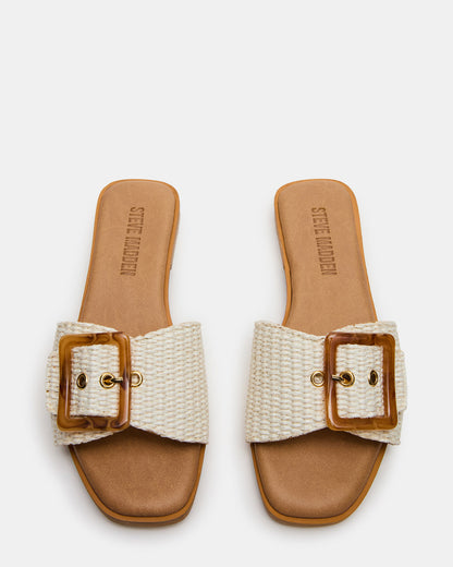 HAPP Bone Square-Toe Raffia Slide Women's Sandal