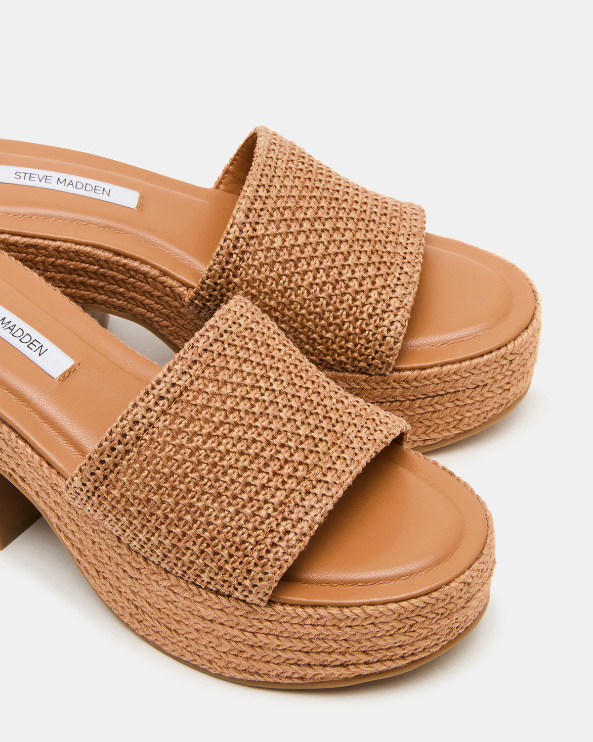 TRIPPY Cognac Raffia Platform Mule Women's Sandal