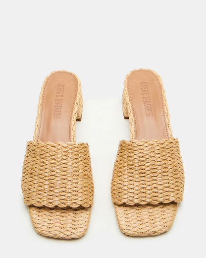 MONTGOMERY Raffia Square-Toe Slide Mule Women's Sandal