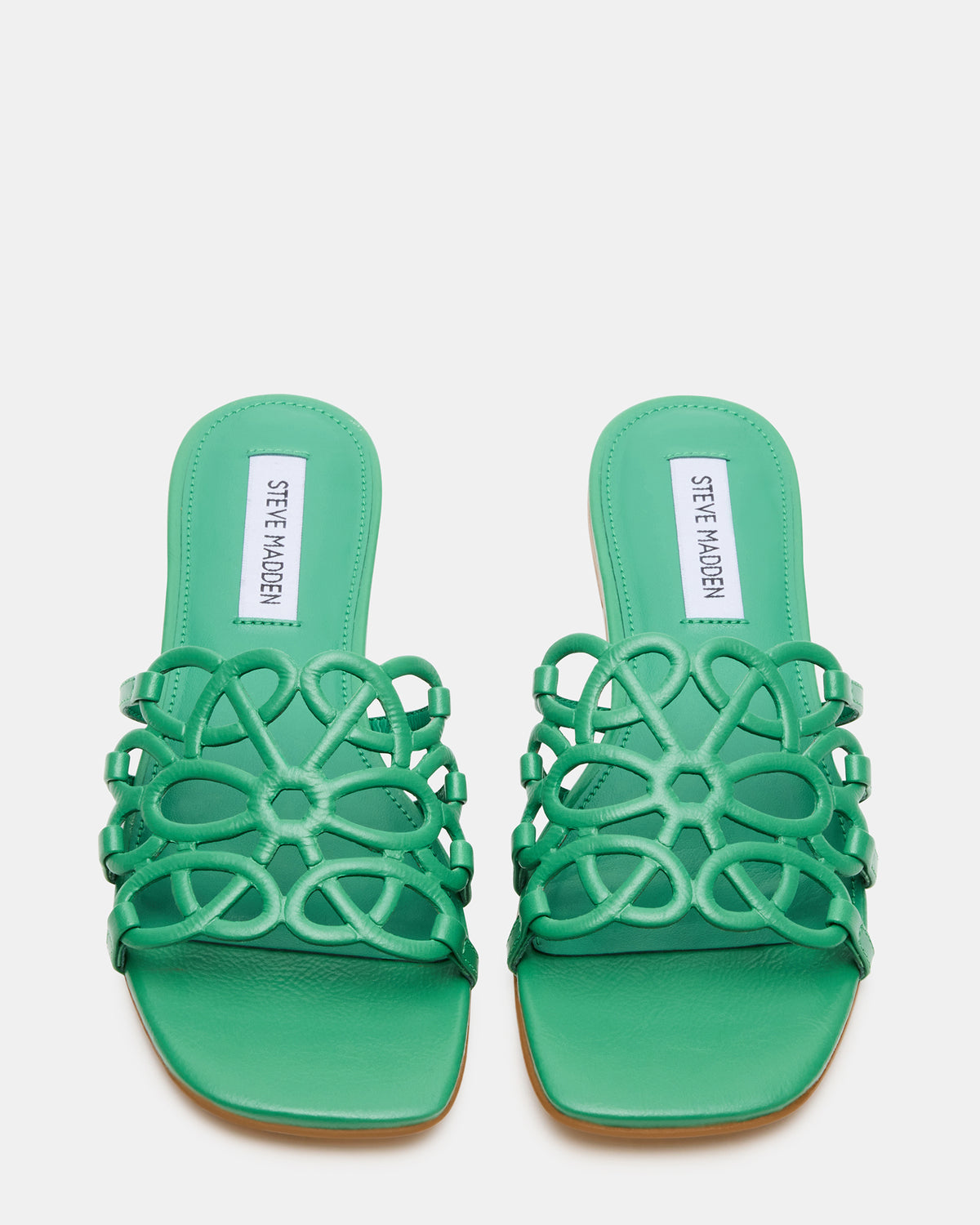 LOTUS Green Leather Square-Toe Slide Women's Sandal