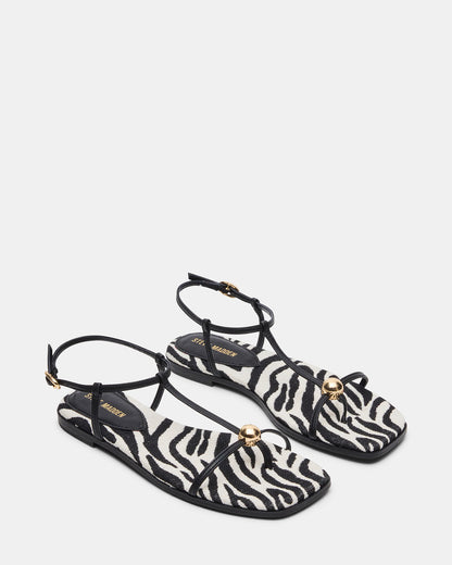 RITZY Zebra Square-Toe Strappy Women's Sandal