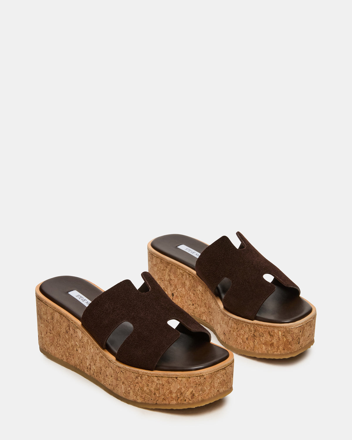 HARMONY Brown Suede Wedge Mule Cork Platform Women's Sandal