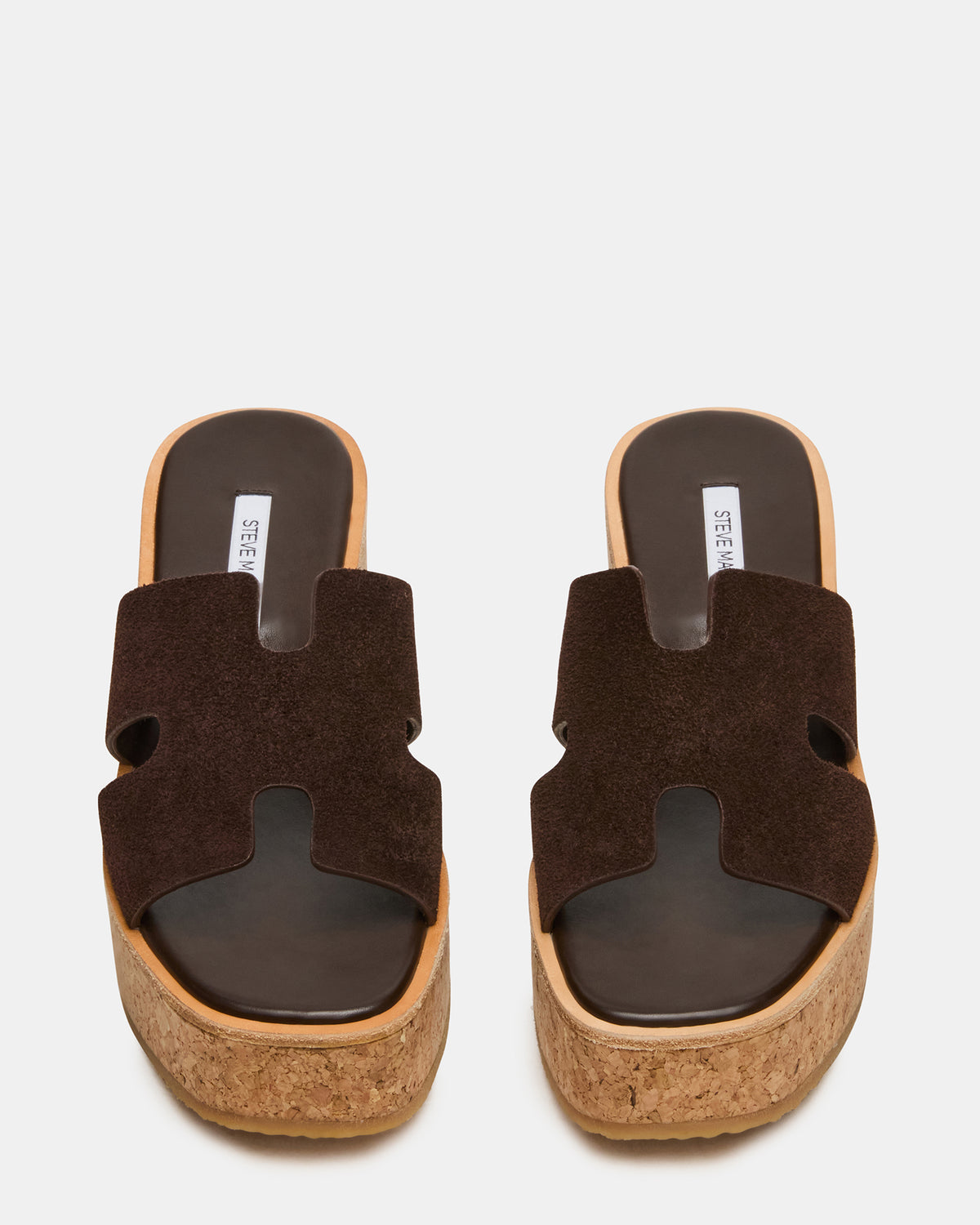 HARMONY Brown Suede Wedge Mule Cork Platform Women's Sandal