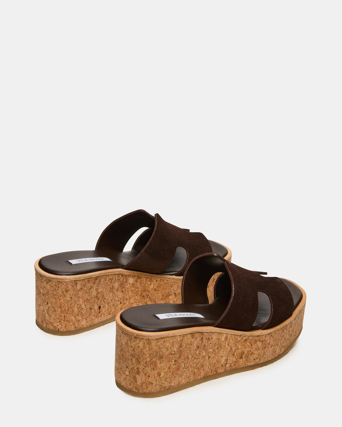 HARMONY Brown Suede Wedge Mule Cork Platform Women's Sandal
