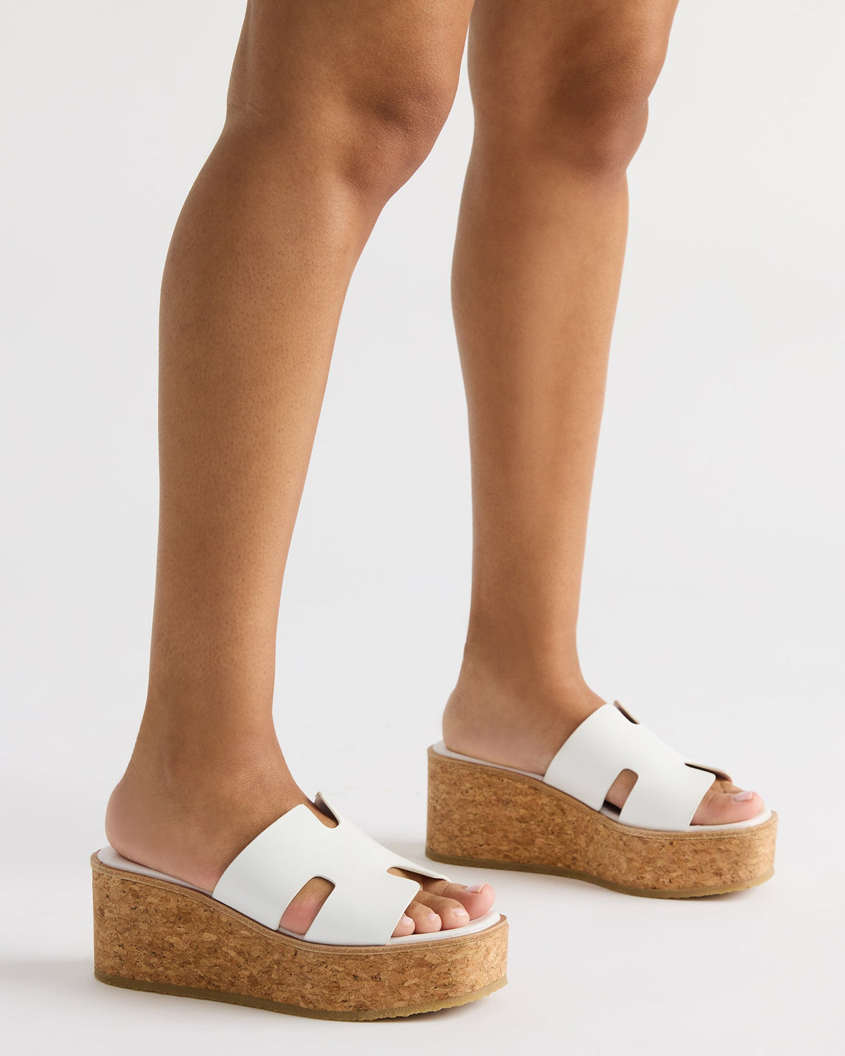 HARMONY Brown Suede Wedge Mule Cork Platform Women's Sandal