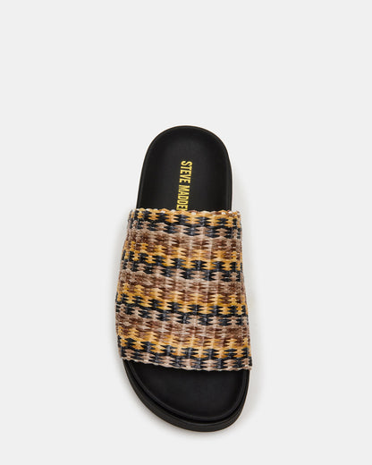 ARWEN Multi Raffia Platform Footbed Slide Chunky Women's Sandal