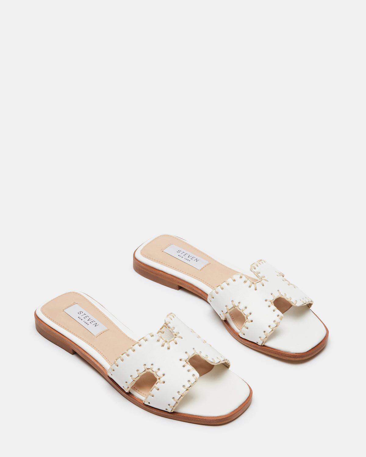 HADYN Woven White Leather Sandal | Women's Designer Sandals