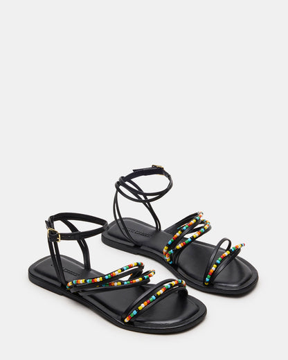 VIMA Black Multi Strappy Multi-Colored Women's Sandal