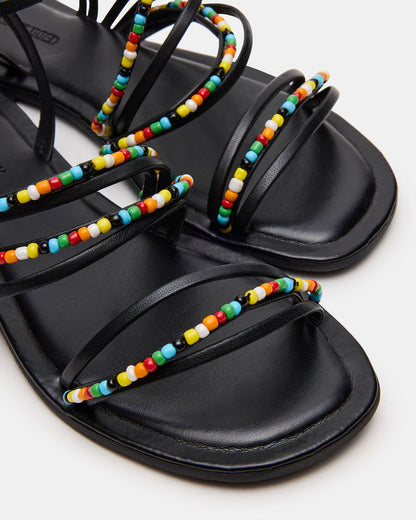 VIMA Black Multi Strappy Multi-Colored Women's Sandal