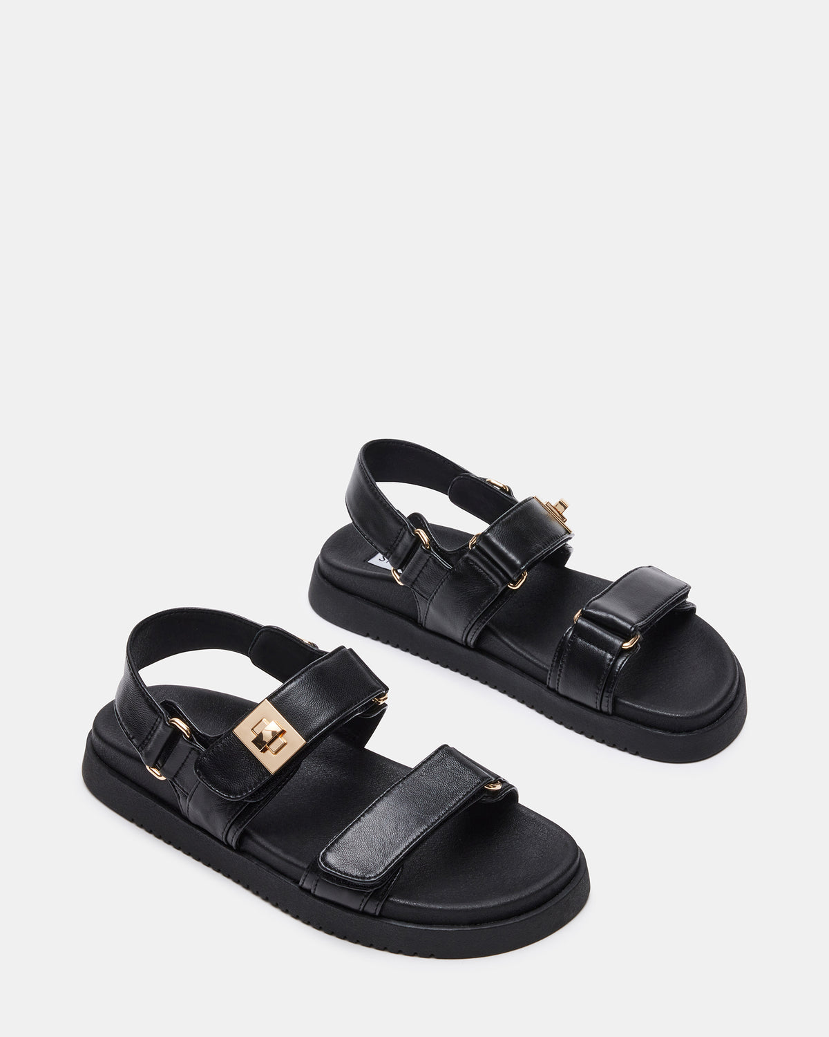 MONA Black Leather Flatform Women's Sandal