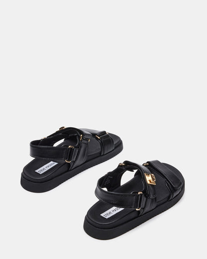 MONA Black Leather Flatform Women's Sandal