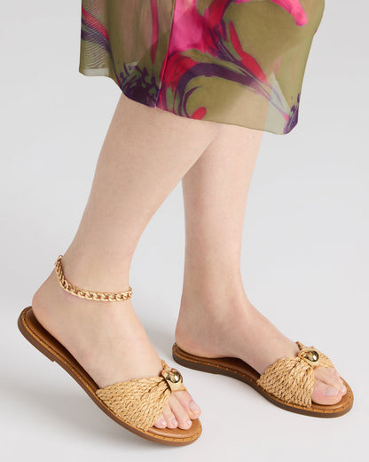 DIPSY Natural Raffia Slide Rounded Toe Women's Sandal