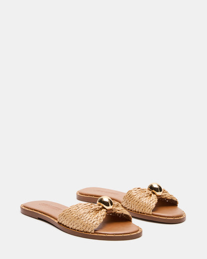 DIPSY Natural Raffia Slide Rounded Toe Women's Sandal