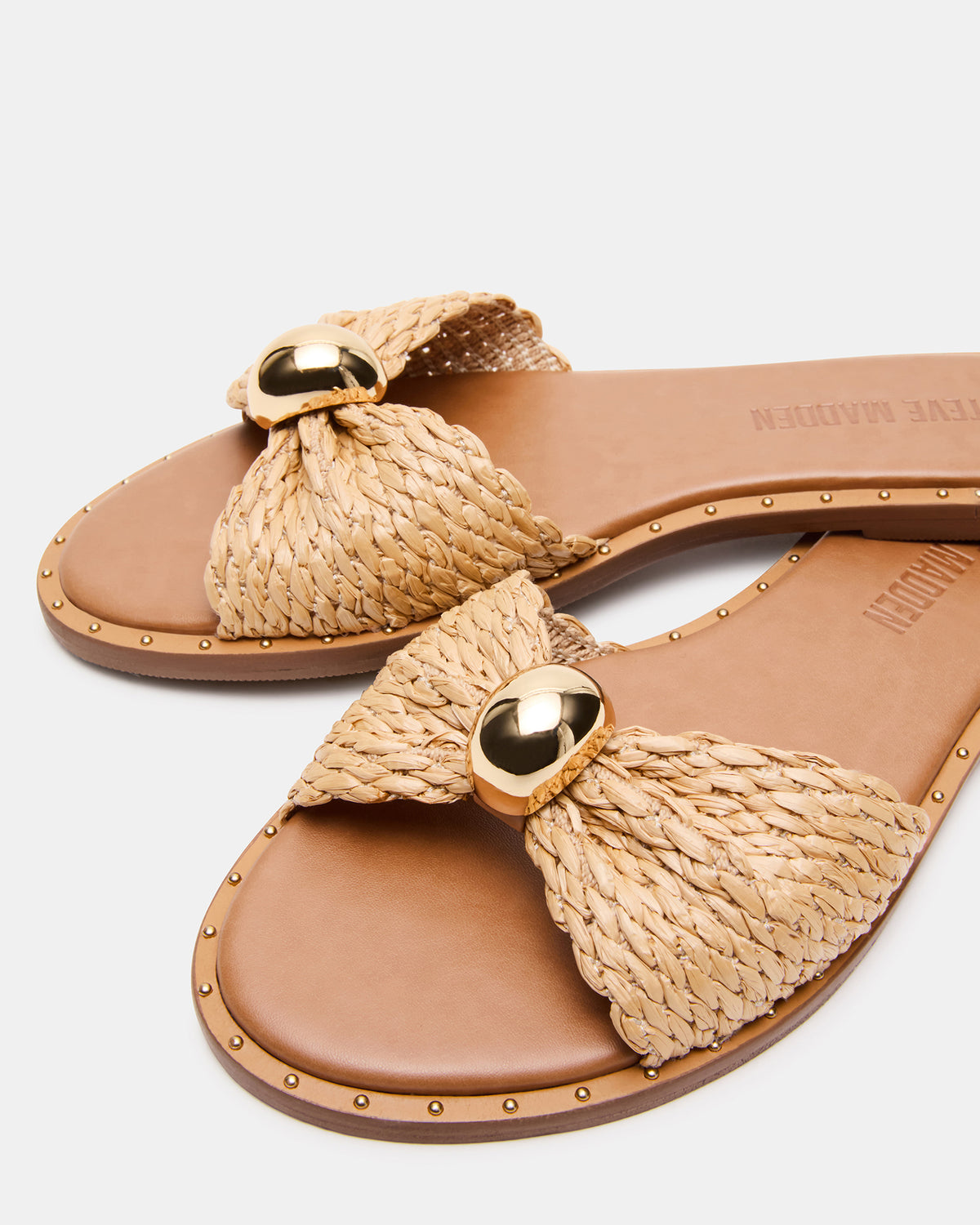 DIPSY Natural Raffia Slide Rounded Toe Women's Sandal
