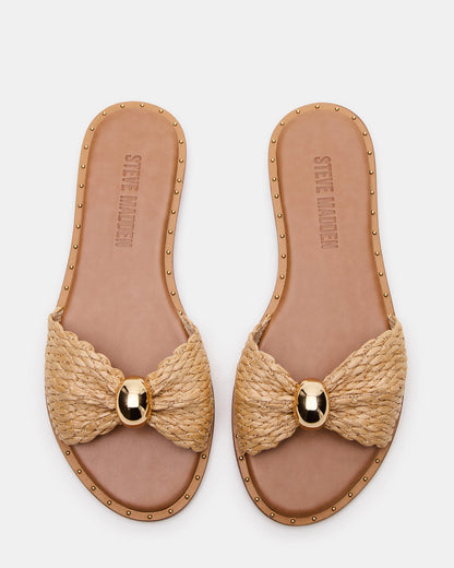 DIPSY Natural Raffia Slide Rounded Toe Women's Sandal