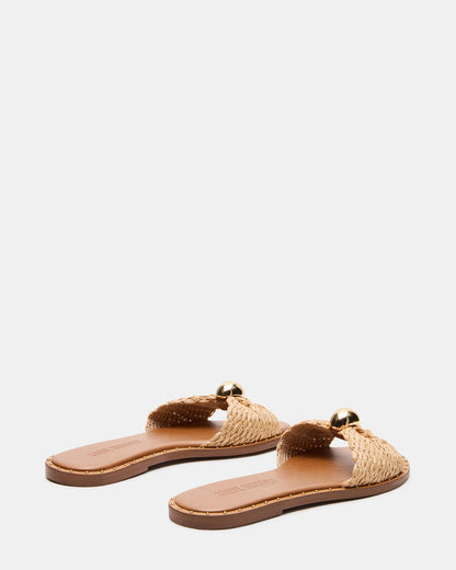 DIPSY Natural Raffia Slide Rounded Toe Women's Sandal
