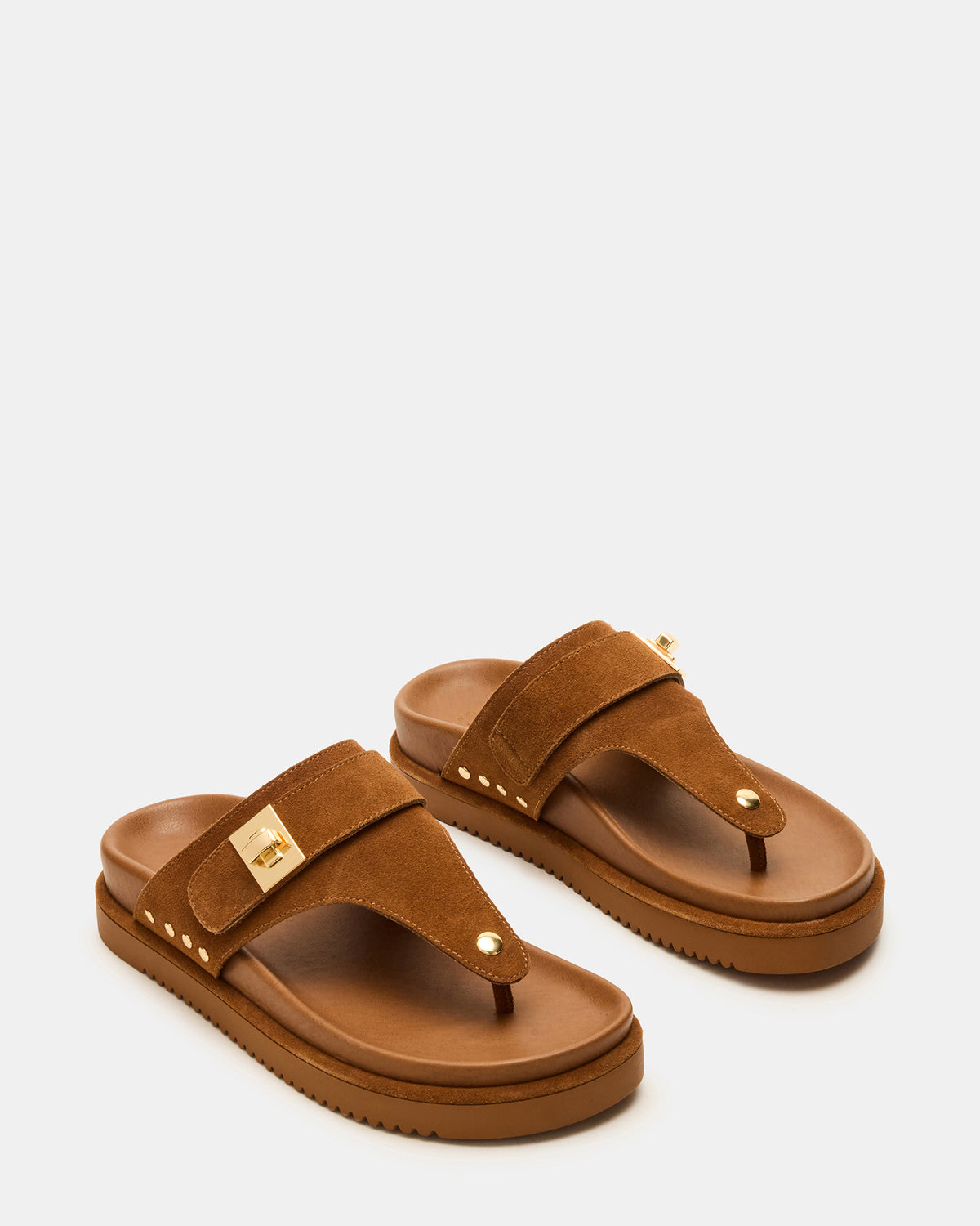 THONA Chestnut Suede Women's Flatform Thong Sandal