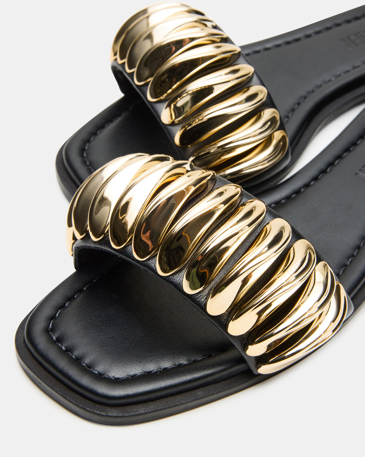 TETRIS Black Square-Toe Slide Women's Sandal