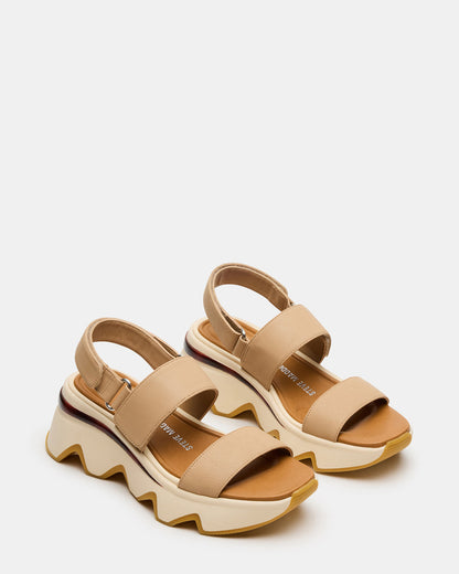 LOCHAN Natural Platform Flatform Strappy Women's Sandal