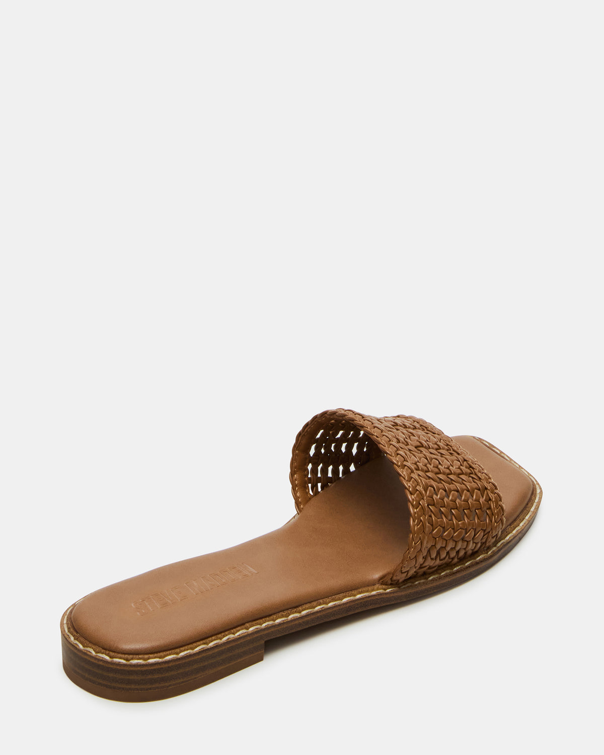 SNIDER Tan Square-Toe Slide Woven Women's Sandal