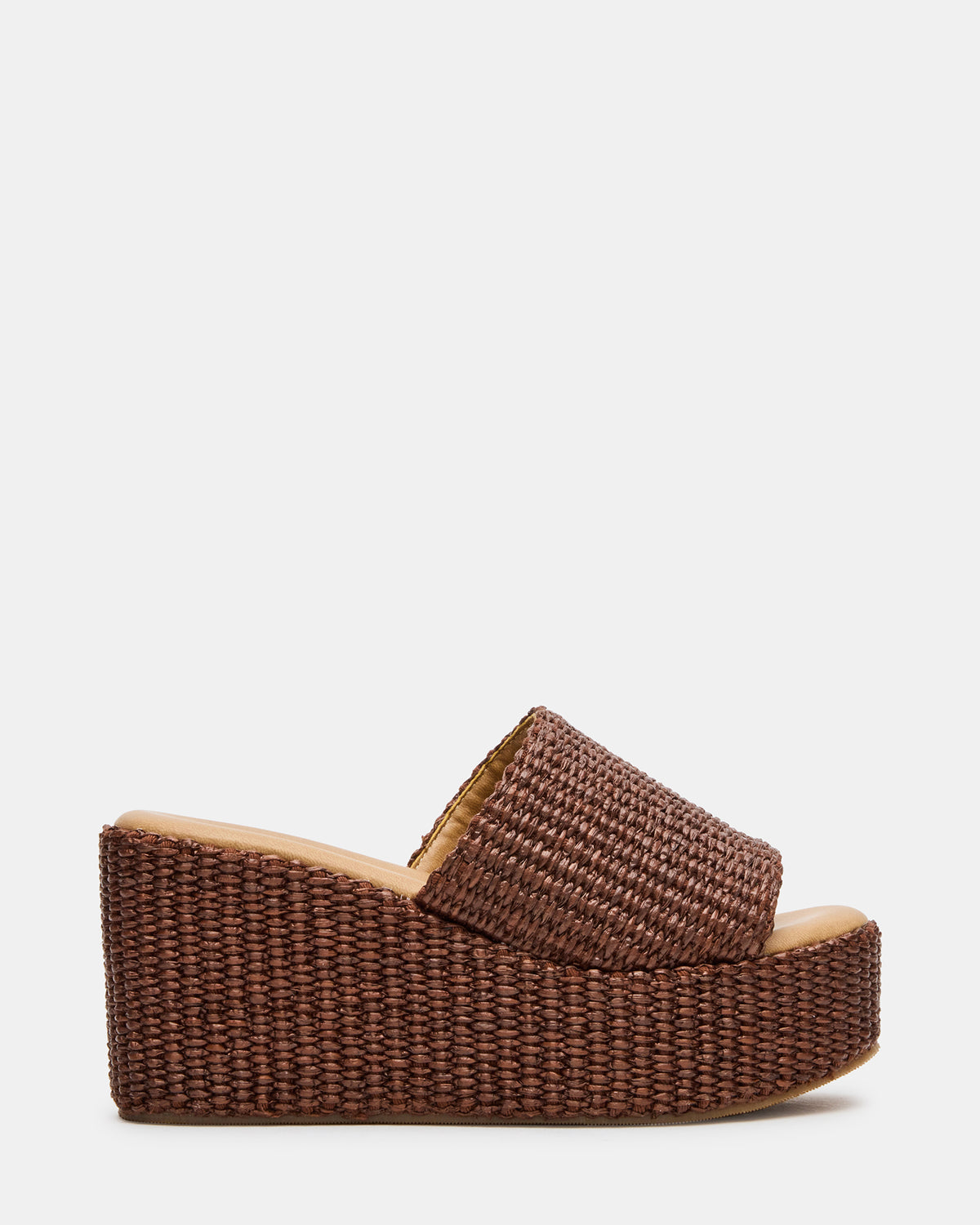 JETTY Brown Raffia Platform Wedge Women's Sandal
