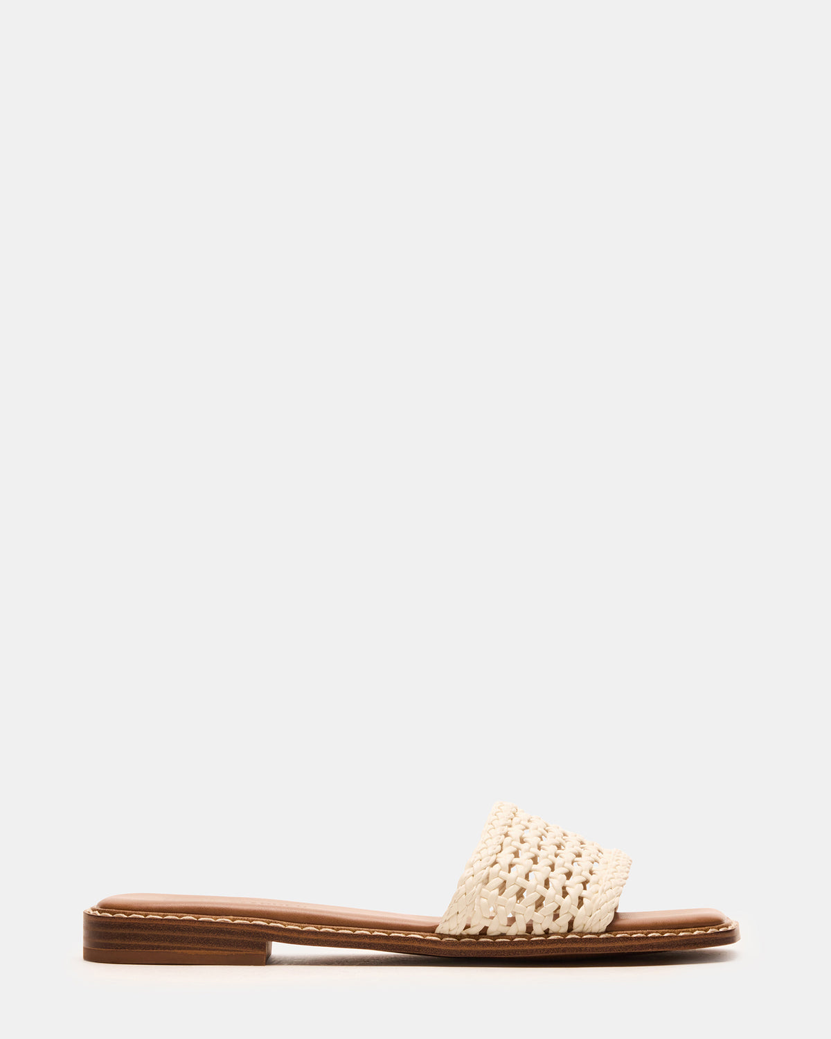 SNIDER White Square-Toe Slide Woven Women's Sandal
