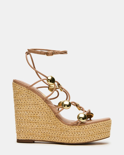 OAKLIE Natural Platform Strappy Wedge Women's Sandal