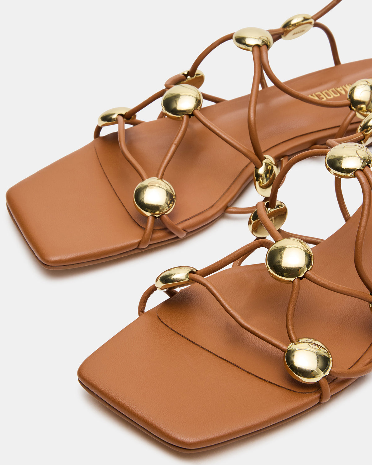 TIDES Cognac Strappy Square-Toe Women's Sandal